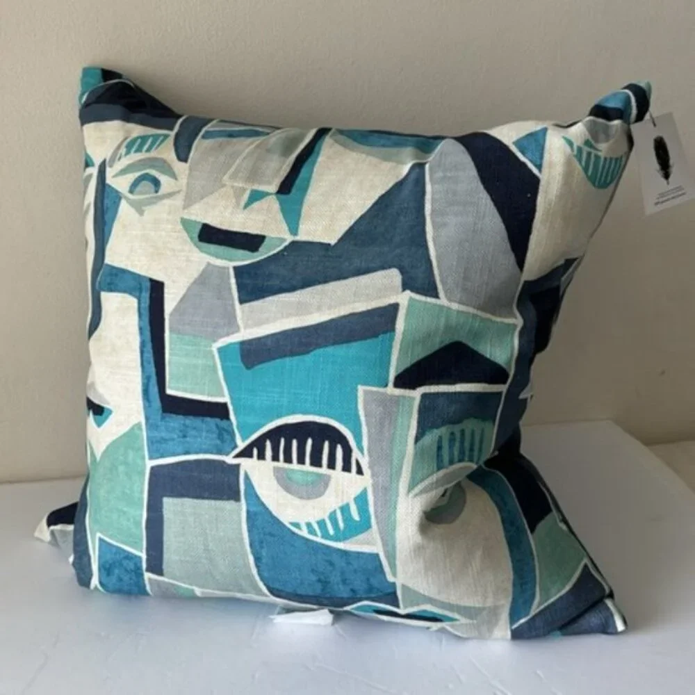 Canaan Company Modern Face Decorative Pillow Blue Twilight 23